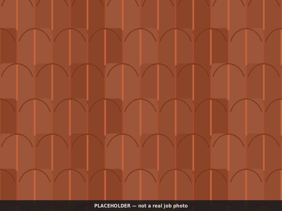 Drawn placeholder: close-up of concrete barrel tile in staggered courses