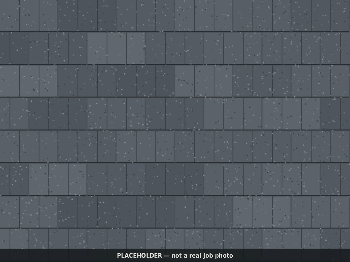 Drawn placeholder: close-up of architectural shingle courses with visible granule texture