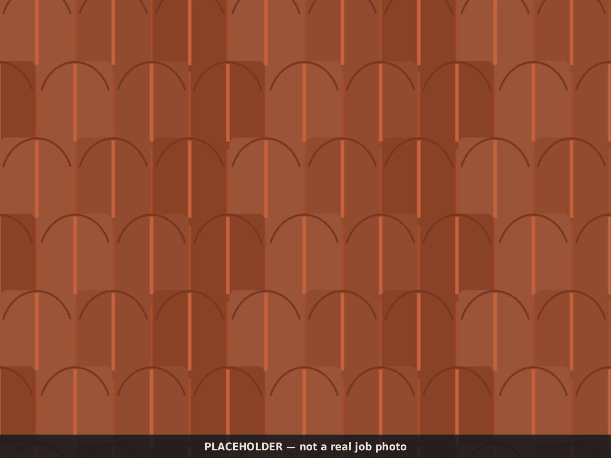 Drawn placeholder: rows of curved concrete barrel tile in warm terracotta